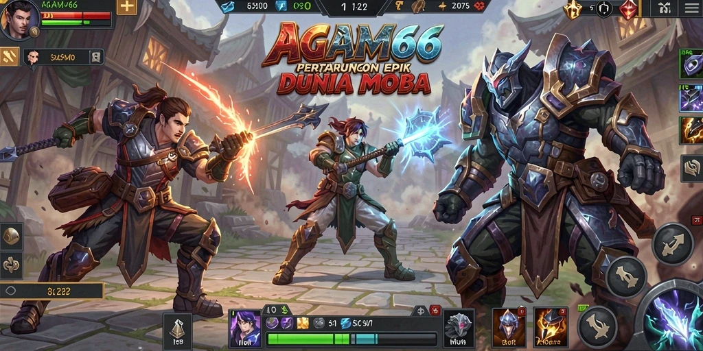 Gameplay seru AGAM66 dengan pertarungan intens di arena MOBA.