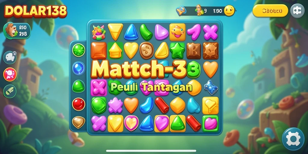 Tampilan DOLAR138 dengan gameplay Match-3 yang seru dan menantang.