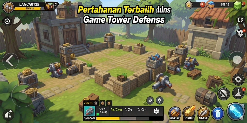Screenshot utama gameplay Tower Defense LANCAR138 yang seru.