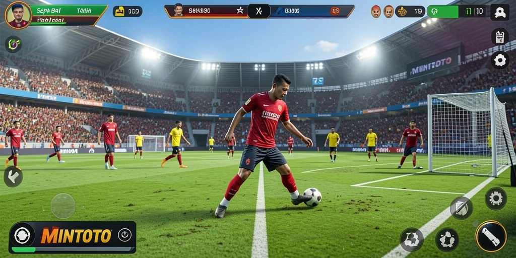 Gameplay MINTOTO yang mendebarkan dalam aksi sepak bola.