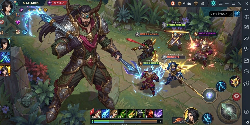 Screenshot NAGA889 menampilkan aksi seru dalam permainan MOBA.