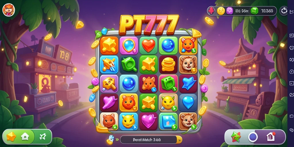 Tampilan gameplay Match-3 yang penuh warna dan menarik.