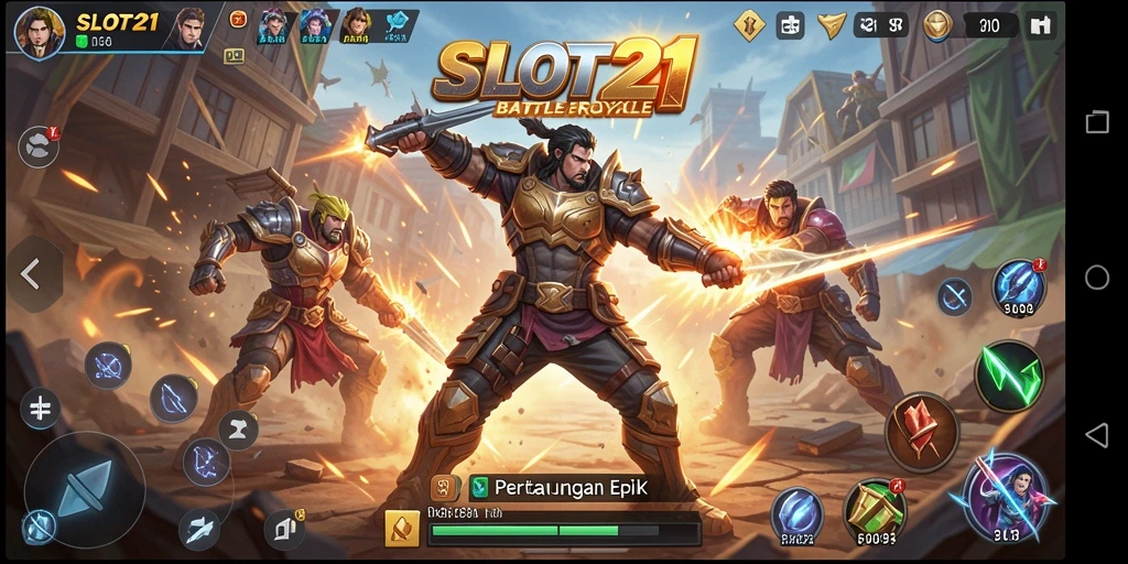 Tangkapan layar yang menampilkan aksi mendebarkan di SLOT21 Battle Royale.