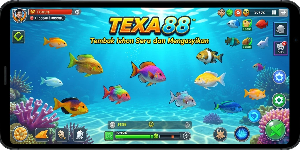 Tampilan gameplay menarik dari TEXAS88 dengan aksi tembak ikan yang seru.